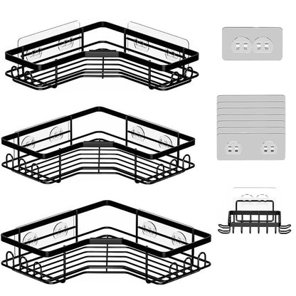 4Pcs Corner Shower Caddy Set with Soap Holder ââ‚?Carbon Steel  18kg Load
