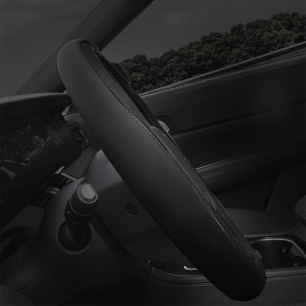 Breathable Microfiber Leather Steering Wheel Cover-Black