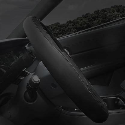Breathable Microfiber Leather Steering Wheel Cover-Black