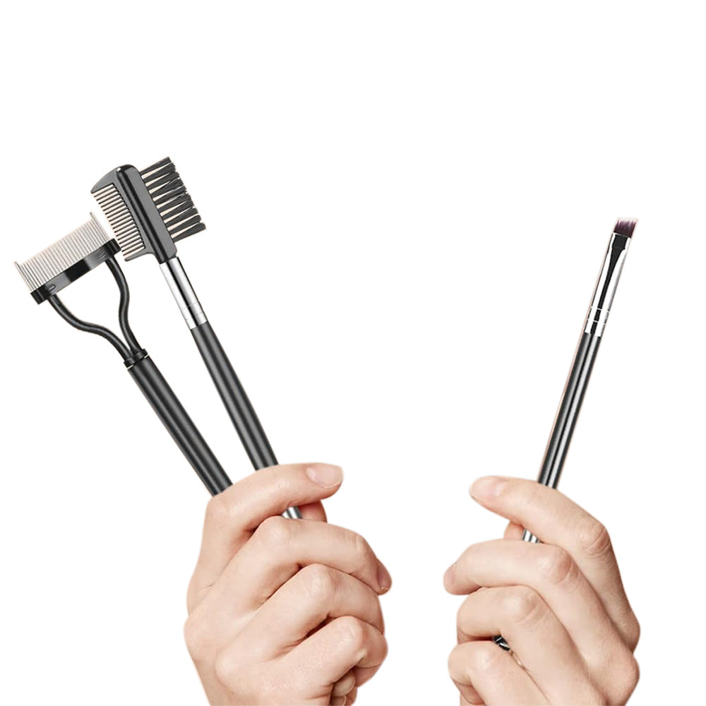 3Pcs Set Eye Makeup Tools Dual-Head Eyebrow Brush Eyelash Separator Brow Comb Lash Spoolie Brush