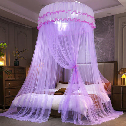 Lace Bed Canopy Drapes Dome Mosquito Net Hanging Bed Curtain Purple