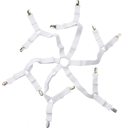 Bed Sheet Fastener 12 Clips Adjustable Elastic Sheet Holder for Mattress White