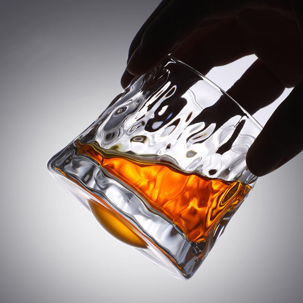4PCS Rotating Whiskey Glass-Hammered