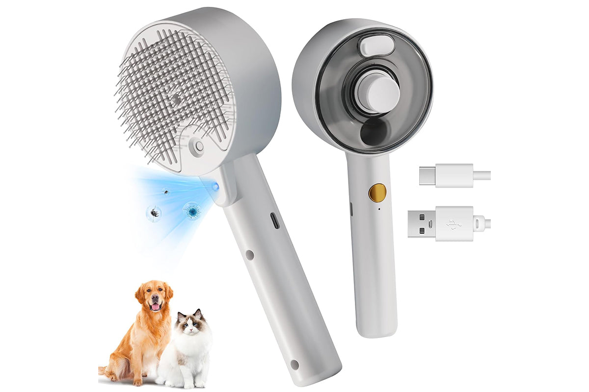 Cat Steam Brush Spray Comb UV Sterilization Cat Hair Crush for Long Short Hair Pets -Pink