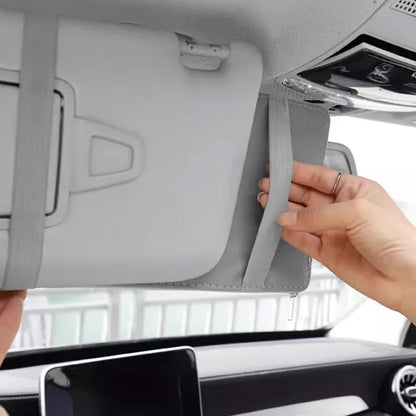 Car Sun Visor Organizer with License & Sunglasses Holder Gray