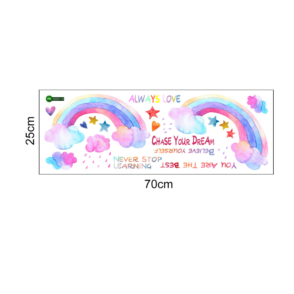 Watercolor Rainbow Wall Decals Rainbow Stars Raindrop Clouds Wall Sticker