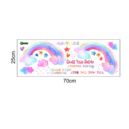 Watercolor Rainbow Wall Decals Rainbow Stars Raindrop Clouds Wall Sticker