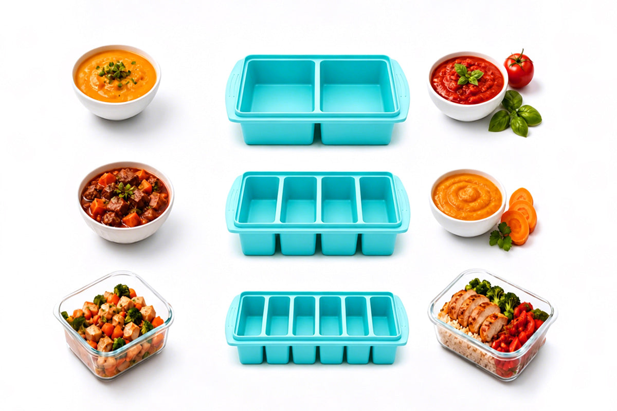 3 Pack Silicone Freezer Trays with Lids - Blue