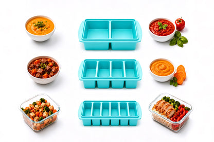3 Pack Silicone Freezer Trays with Lids - Blue
