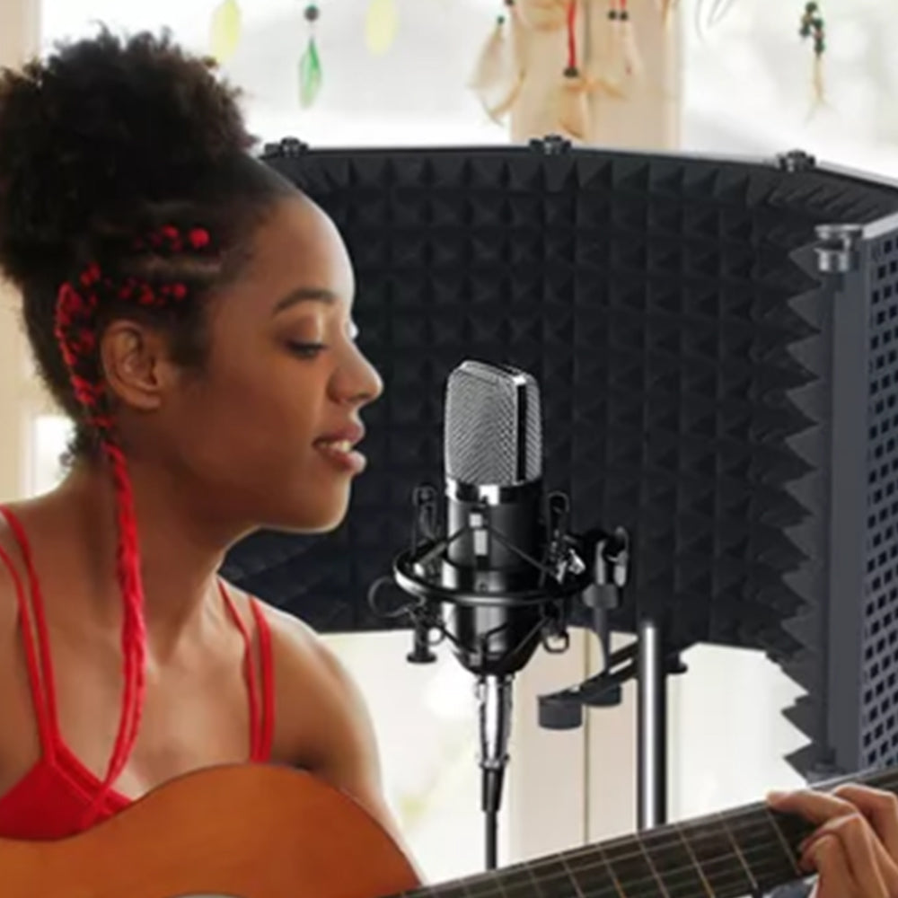 5-Panel Microphone Isolation Shield Studio Mic Sound Absorbing Foam