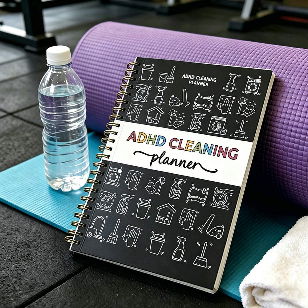 ADHD Cleaning Planner Undated Daily Weekly Monthly Checklist for Adults-Black
