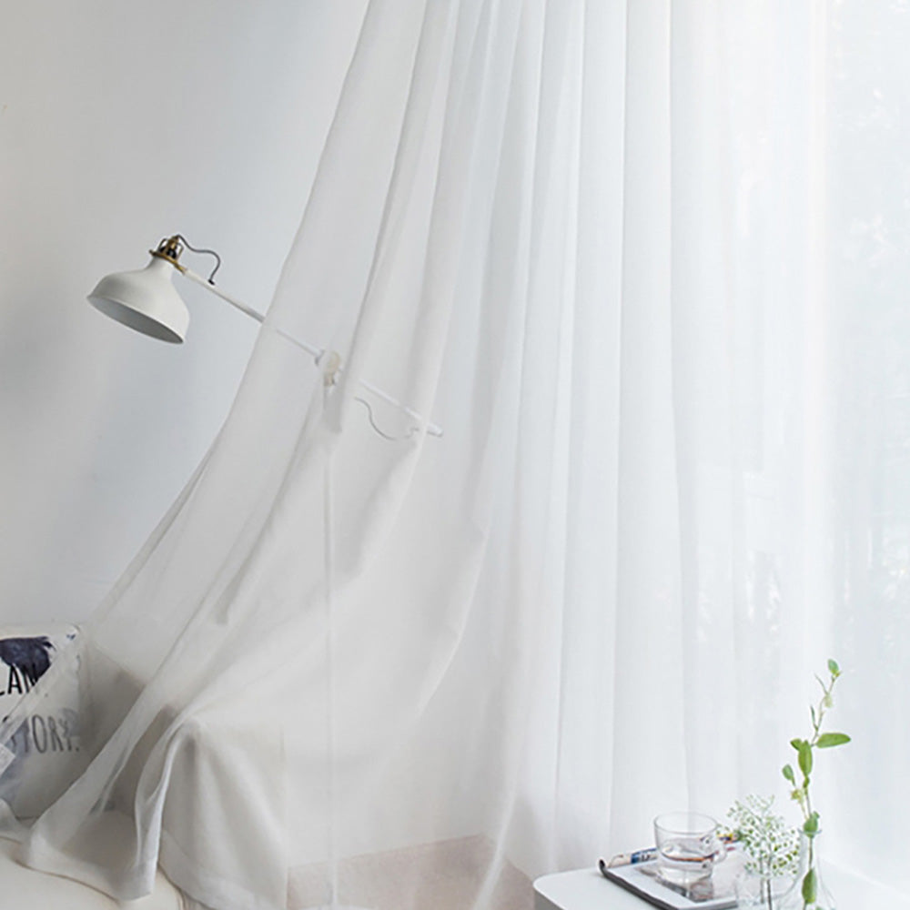 2-Panel 210x134cm Voile Curtain Window Drape Sheer Curtain with Rod-Holes White