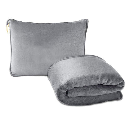 2-in-1 Travel Blanket Airplane Comfort Blanket and Pillow Grey