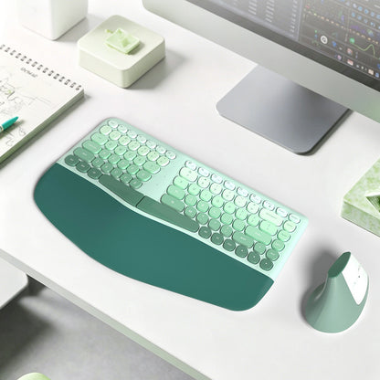 2.4G Wireless Keyboard and Mouse Set with Ergonomic Design 84 Key Keyboard and 6 Button Mouse-Green