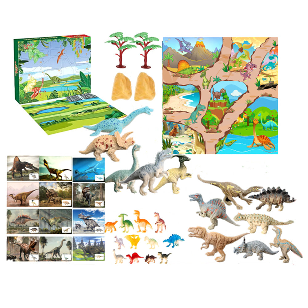 24 Days Dinosaur Advent Calendar Christmas Countdown Calendar with Colorful Dinosaur Toys