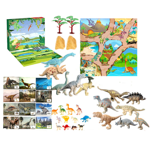 24 Days Dinosaur Advent Calendar Christmas Countdown Calendar with Colorful Dinosaur Toys
