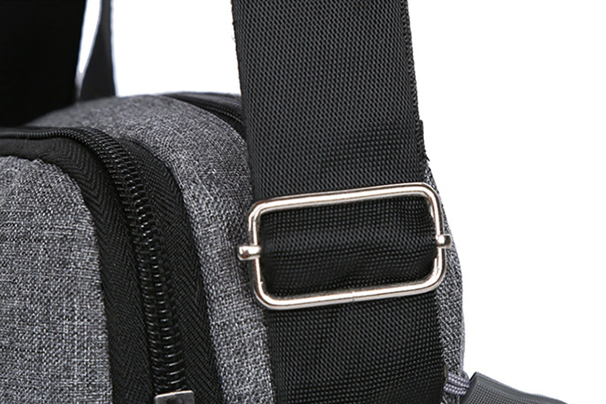 Men's Oxford Crossbody Shoulder Bag with Adjustable Strap and Multi-Pocket Messenger Design-Grey
