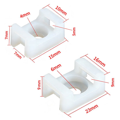 500 PCS Cable Tie Base Nylon Saddle Mount-White