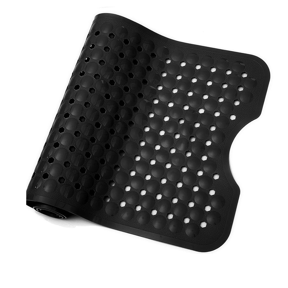 Bathtub Bubble Mat 100x40cm Non Slip Bath Mat with Drain Holes for Shower-Black