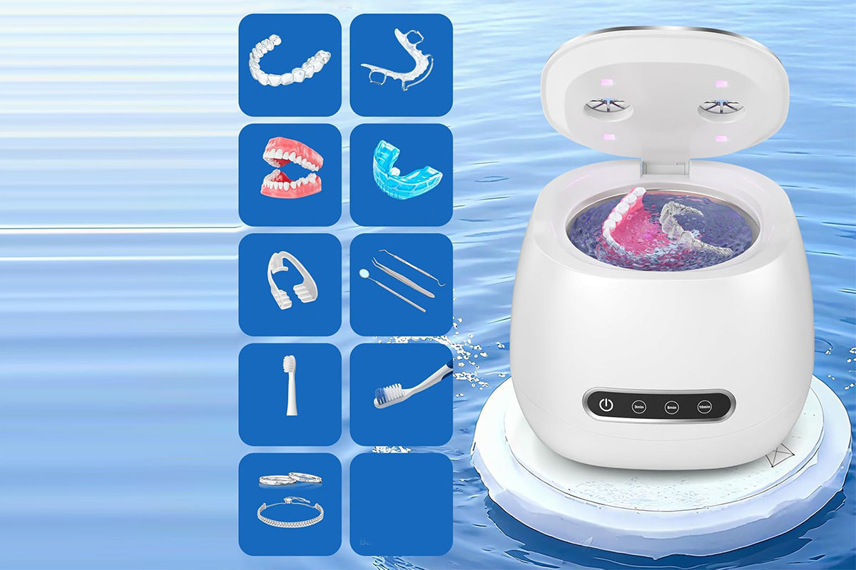 Ultrasonic Retainer Cleaner with UVC Cleaning - White