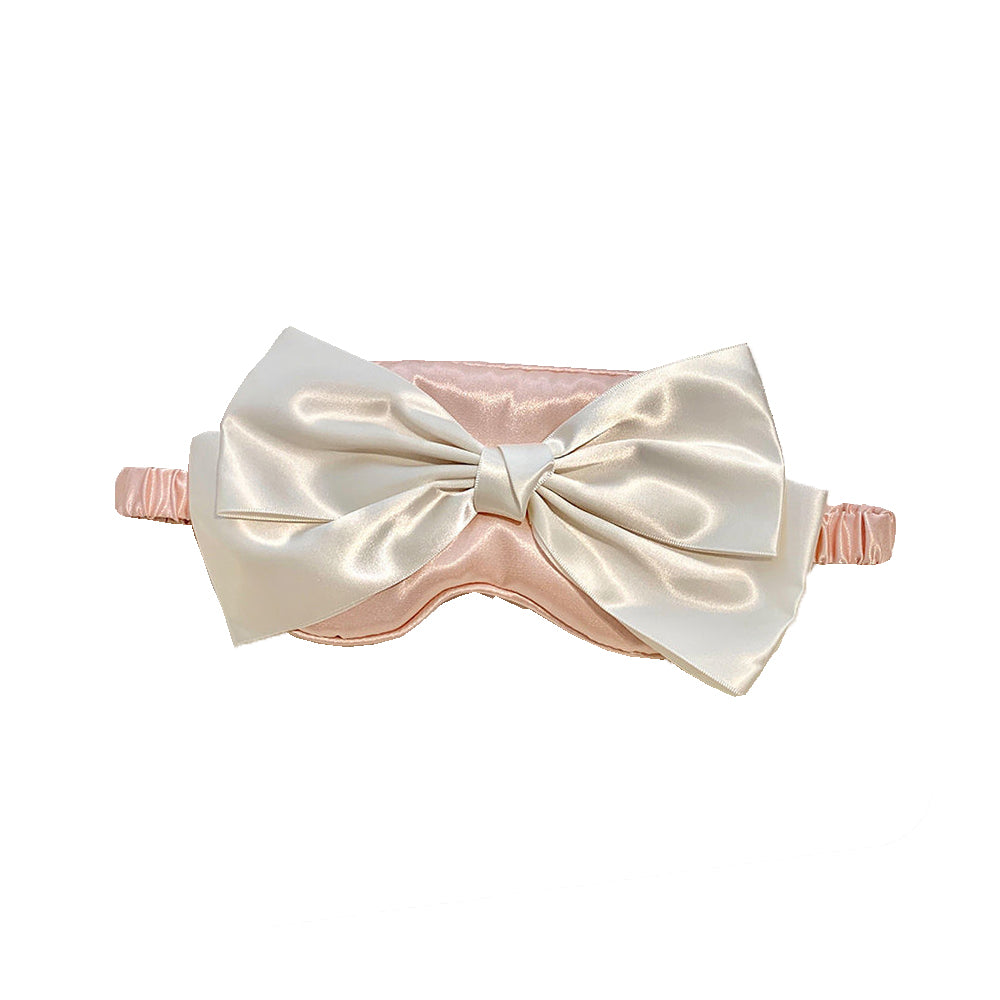 Silk Bow Tie Eye Mask Shading Sleep Blindfolds Cute Relieve Fatigue Travel Eye Cover Eye Relax -Pink