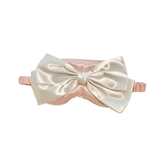 Silk Bow Tie Eye Mask Shading Sleep Blindfolds Cute Relieve Fatigue Travel Eye Cover Eye Relax -Pink
