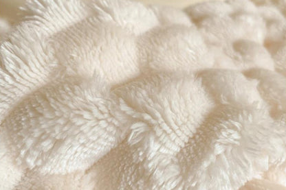 Fluffy Fleece Comforter Soft Warm Winter Jacquard Throw Blanket for Couch Bed -Beige
