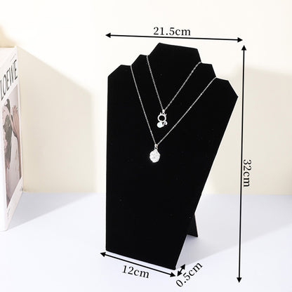 2Pcs Foldable Flannel Necklace Jewelry Bust Display Stands-Black