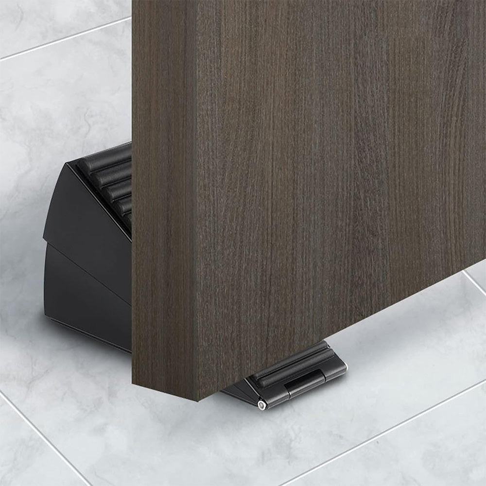 Adjustable Spring Door Stopper Tall Door Stop Wedge for Bottom of Doors Black