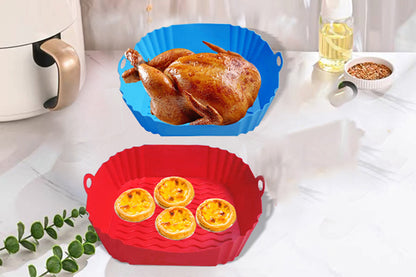2pcs Square Silicone Air Fryer Liners Reusable Air Fryer Pot Air Fryer Inserts