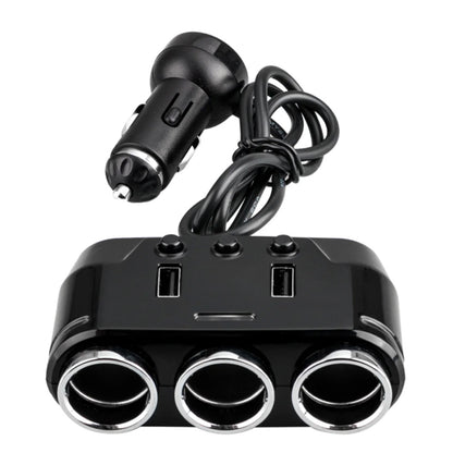 3 Way 12V Car Cigarette Lighter Splitter Dual USB Charger Digital Display