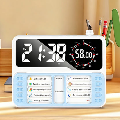 Visual Countdown Timer Clock Task Board and Pen Holder - Blue