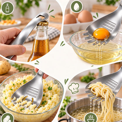 2 Pack 5 in 1 Stainless Steel Slotted Spoon Garlic Masher Cooking Grater Spoon