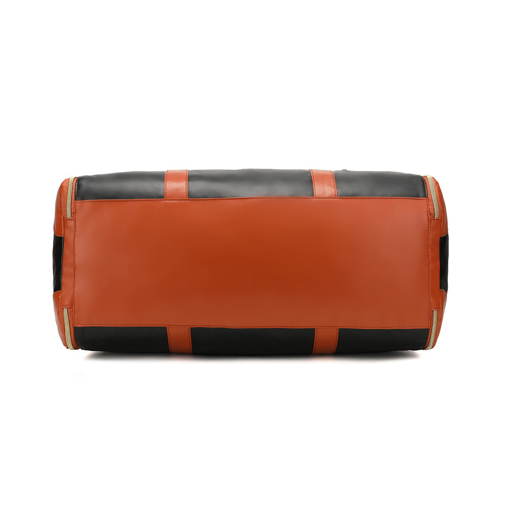 Water-Resistant Garment Duffle Bag Duffle Bag PU Leather Travel Bag -Black