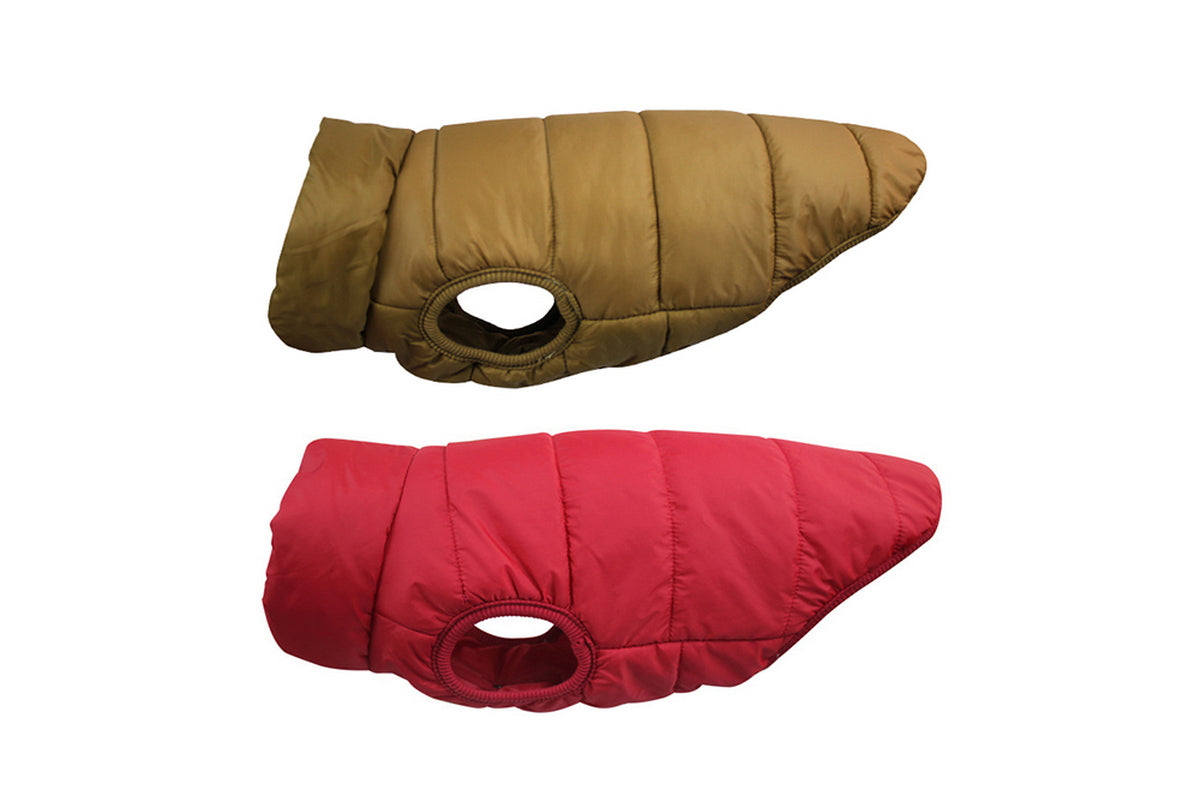 2Pcs Warm Dog Jacket Cold Weather Coat Warm Doggie Clothes Waterproof Dog Vest-Red And Coffee
