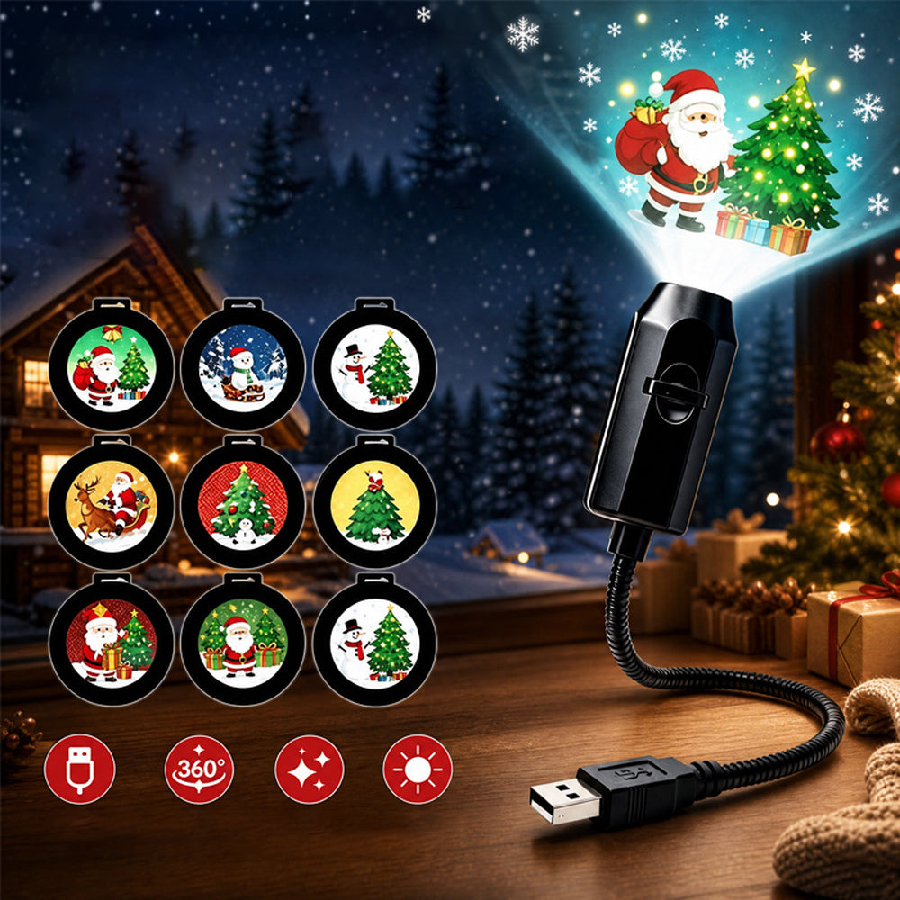 USB Christmas Projection Light with 15 Projection Slides