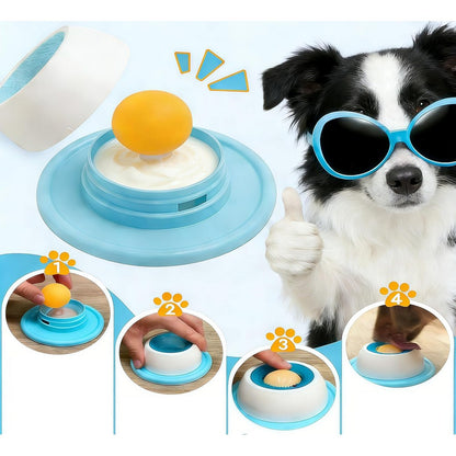 Dog Licking Bowl Slow Feeder Bowls for Yogurt Liquid Treat-Blue