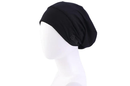 Sleeping Bonnet Hair Wrap Satin Cap Adjustable Night Soft Hat Headwear-Black