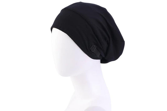 Sleeping Bonnet Hair Wrap Satin Cap Adjustable Night Soft Hat Headwear-Black