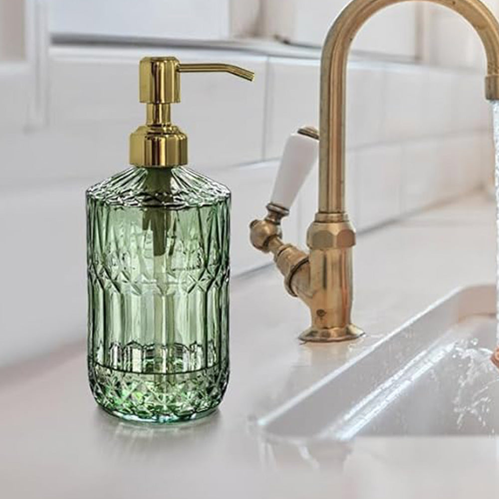 450ml Glass Soap Dispenser for Kitchen Bathroom-Green