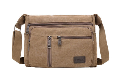 Men Vintage Crossbody Canvas Messenger Shoulder Bag-Brown