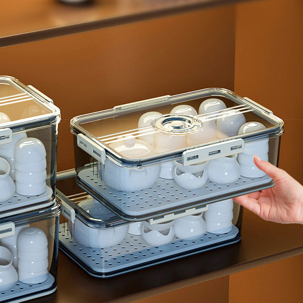 Transparent Bread Box with Timer Drainboard Lid
