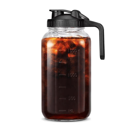 64 oz Cold Brew Coffee Glass Maker Wide Mouth Mason Jar Pitcher with Filter for Ice Coffee Tea Drink