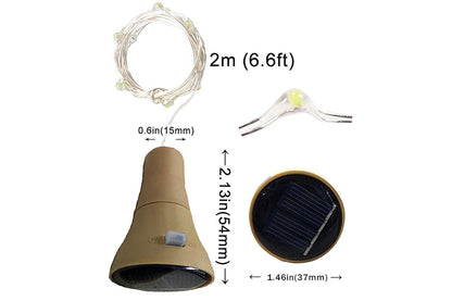 8Pcs 2m Solar Wine Bottle Light 20 LED Solar Cork String Light Fairy Light Wire Light