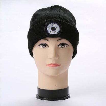 Unisex Wireless Bluetooth Headphone Hat LED Torch Beanies Black