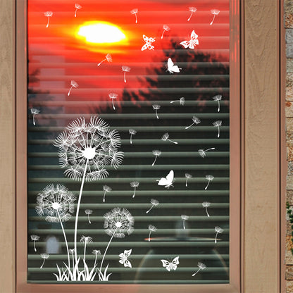 Dandelion Wall Decals Flying Flowers Butterflies Wall Stickers Plants Wall Art Living Room Bedroom Decor