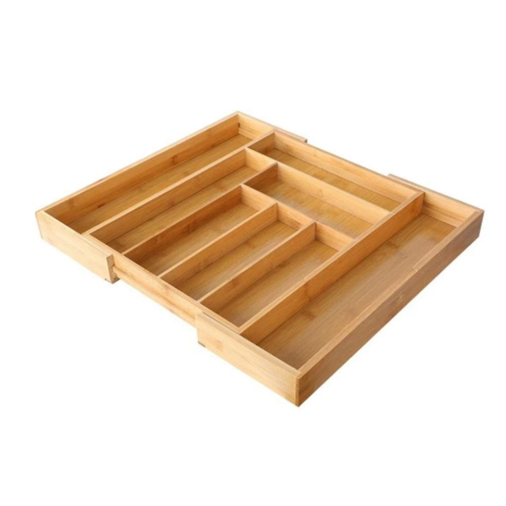 Expandable Drawer Organizer for Cutlery and Utensils Adjustable Bamboo Flatware Tray Kitchen Tool