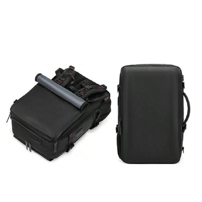 Large Travel Backpack Water Resistant Laptop Backpack Camping Rucksack With Separate Shoe Pocket Black