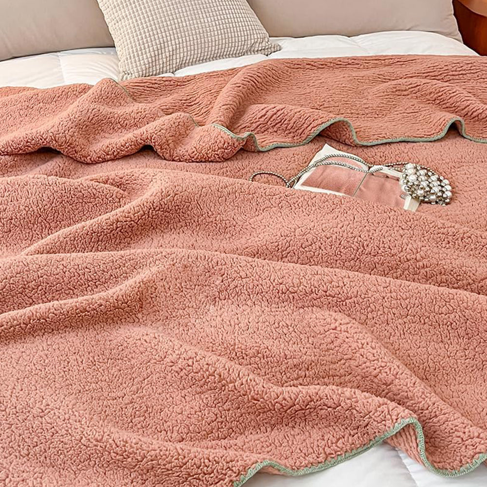 Sherpa Throw Blanket Winter Fuzzy Throws Cozy Blanket Pink