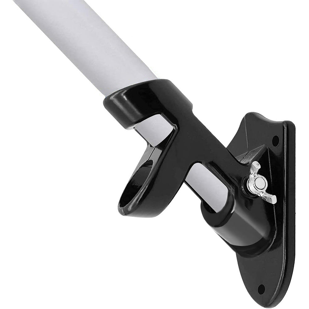 Dual Hole Adjustable Aluminum Flag Pole Wall Mount Holder - Black